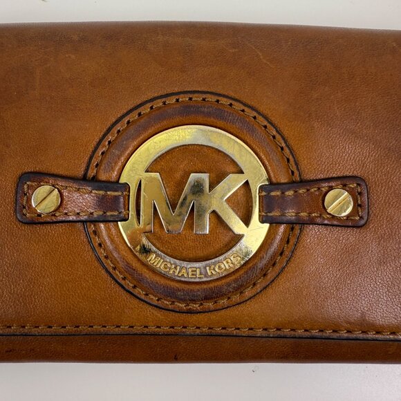 Michael Kors Brown Leather Wallet Classic Y2K Designer Minimalist - Picture 2 of 10